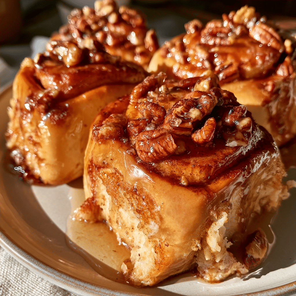 Zero-Dough Cottage Cheese Pecan Sticky Buns — Warm Syrup Pull