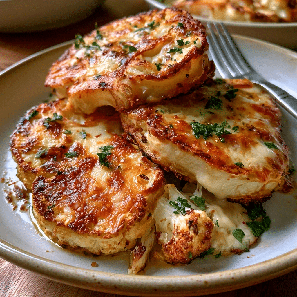 Roasted Cottage Cheese Parmesan Cauliflower Steaks — Savory Fork Cut