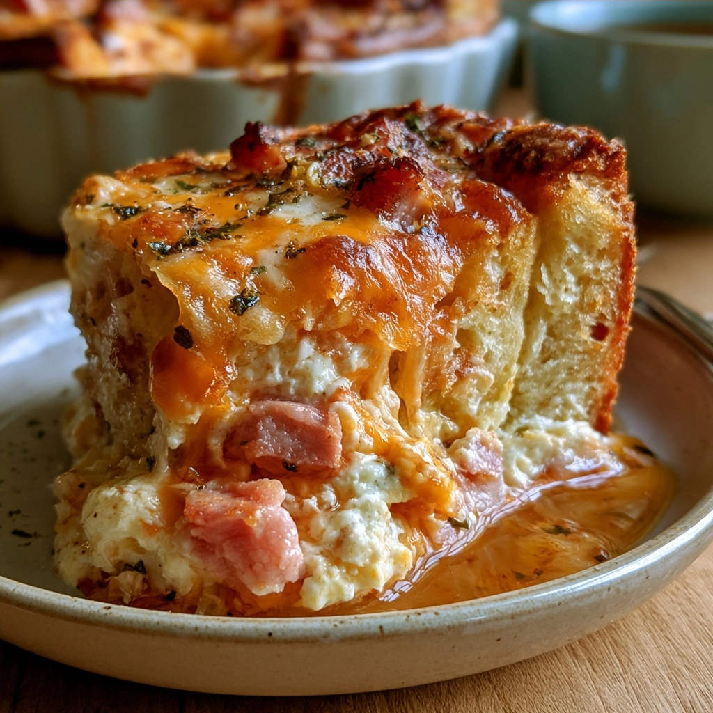 Smoky Ham & Cheddar Cottage Cheese Breakfast Strata — Fluffy Scoop Reveal