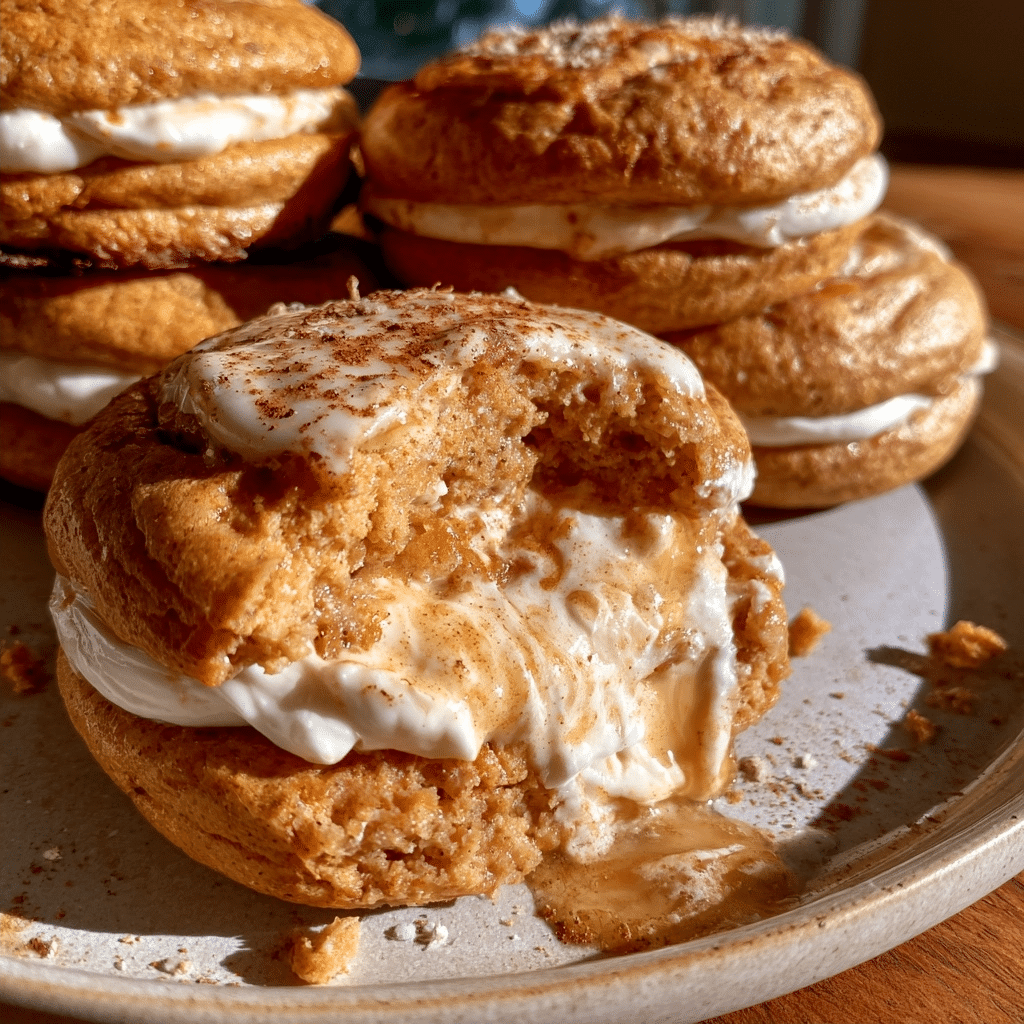 Soft Pumpkin Spice Cottage Cheese Whoopie Pies — Creamy Center Break
