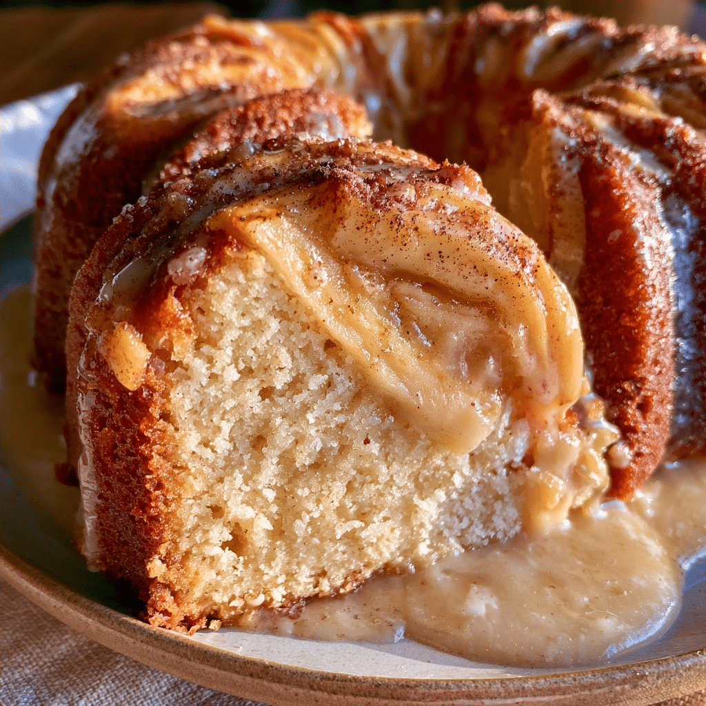 Cottage Cheese Cinnamon Apple Bundt Cake — Soft Glazed Slice