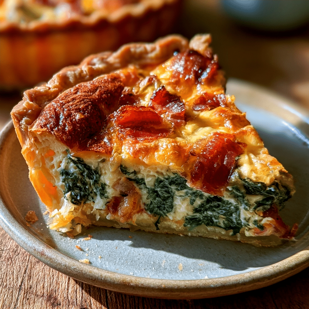 Cottage Cheese Spinach Bacon Quiche — Clean Wedge Lift