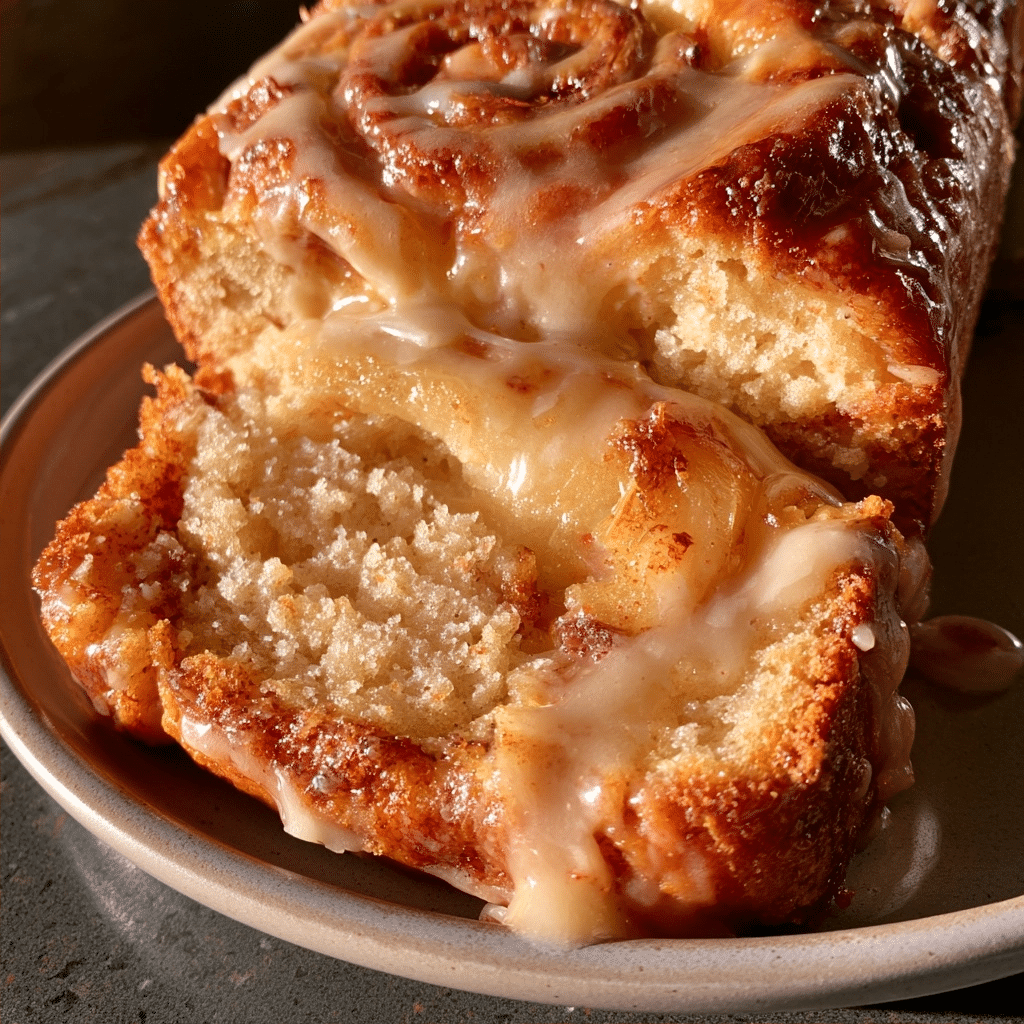 Glazed Cinnamon Swirl Apple Bread — Soft Crumb Split