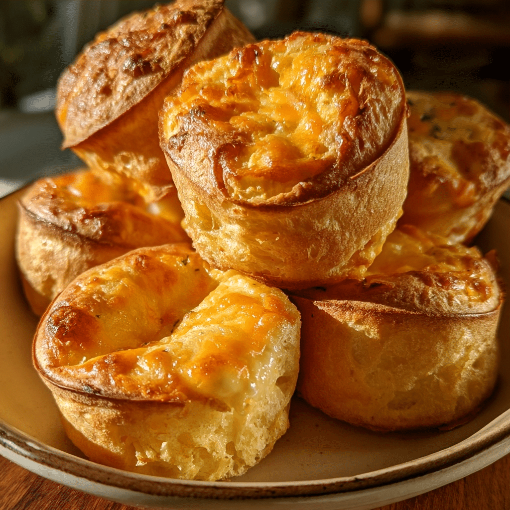 Golden Cottage Cheese Sharp Cheddar Popovers: Fluffy Warm Steam