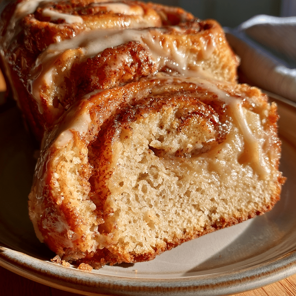 Glazed Cinnamon Swirl Apple Bread — Soft Crumb Split