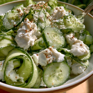 Classic Amish Cottage Cheese Ribboned Cucumber Salad
